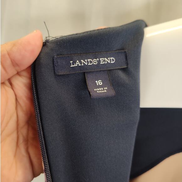 Lands End Floral Purple and Navy Sheath Dress, 16 - Picture 10 of 10
